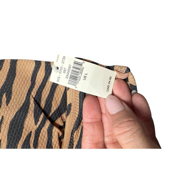 NEW Aerie Bikini Top Women L Brown Black Tiger Animal Print Tie Back - Picture 3 of 4